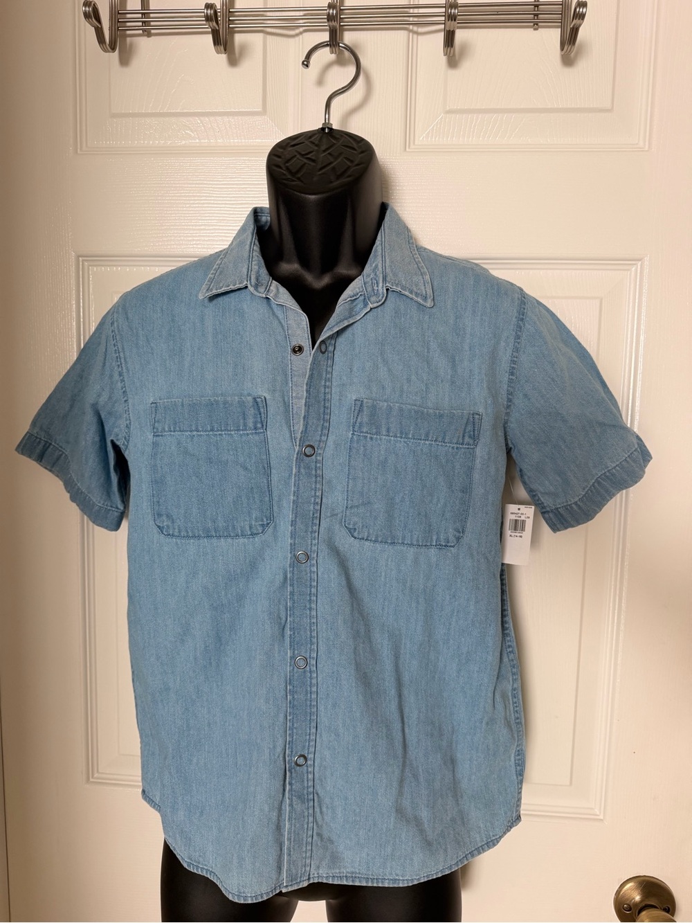 Old Navy Boys Light Blue Short-Sleeve Denim Button-Up Shirt